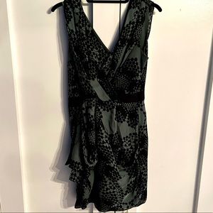 Tibi Green and black print silk dress - great for holidays